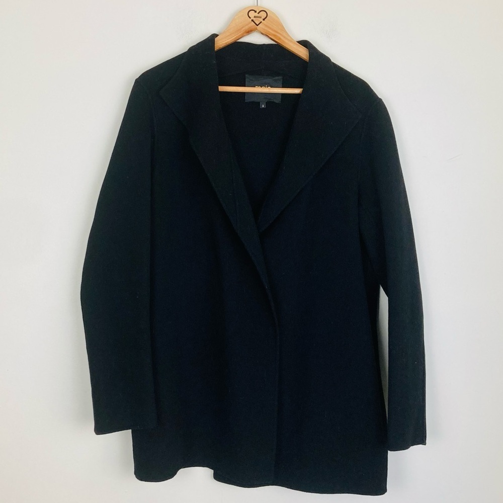 Maje black wool blend soft structured blazer jacket. Size Large